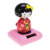 Amosfun Solar Dancing Solar Dancing Powered Kimono Doll Car Dashboard Ornaments Car Swinging Shaking Head Decor (Red) Doll Dashboard view 2