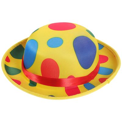 Amosfun Polka Dot Clown Hat Halloween Party Cosplay Costume Accessory Top Hat Carnival Circus and Festival Celebrations Props