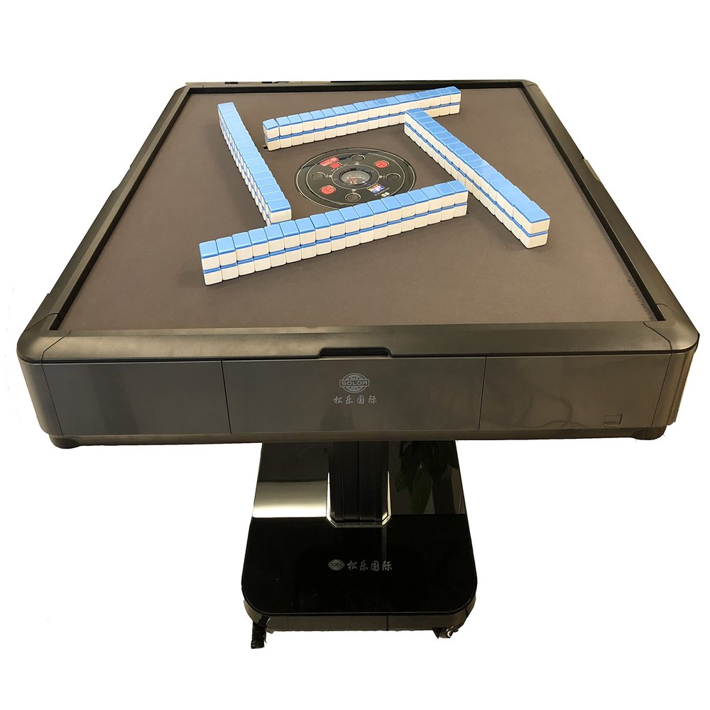 166 Tiles 40mm Roller Coaster Style American Mahjong Ultra Thin Folding Automatic Mahjong Table with 4 Drawers, Wheels, Comes 2 Set of Numbered Tiles
