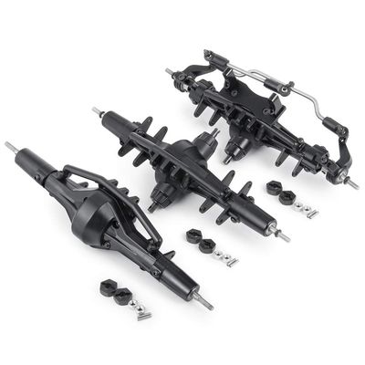 QUE-T Complete Aluminium Alloy Front Middle Rear Axle for 1/10 RC Crawler Car SCX10 90021 90027 90028 (1 Set)