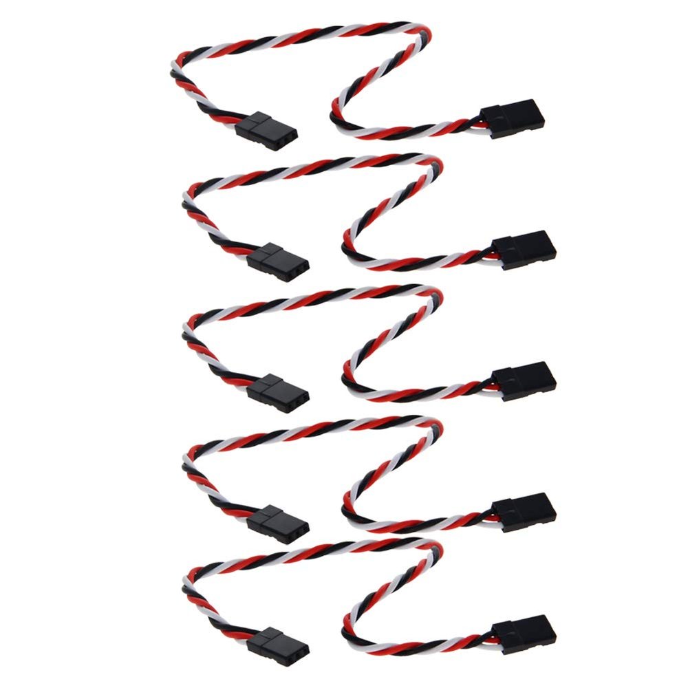 Fielect 7.87"/200mm 3-pin Servo Extension Cable Wire Male to Male 60-Cores Wire for RC Futaba JR Servo Anti-Interference 5Pcs