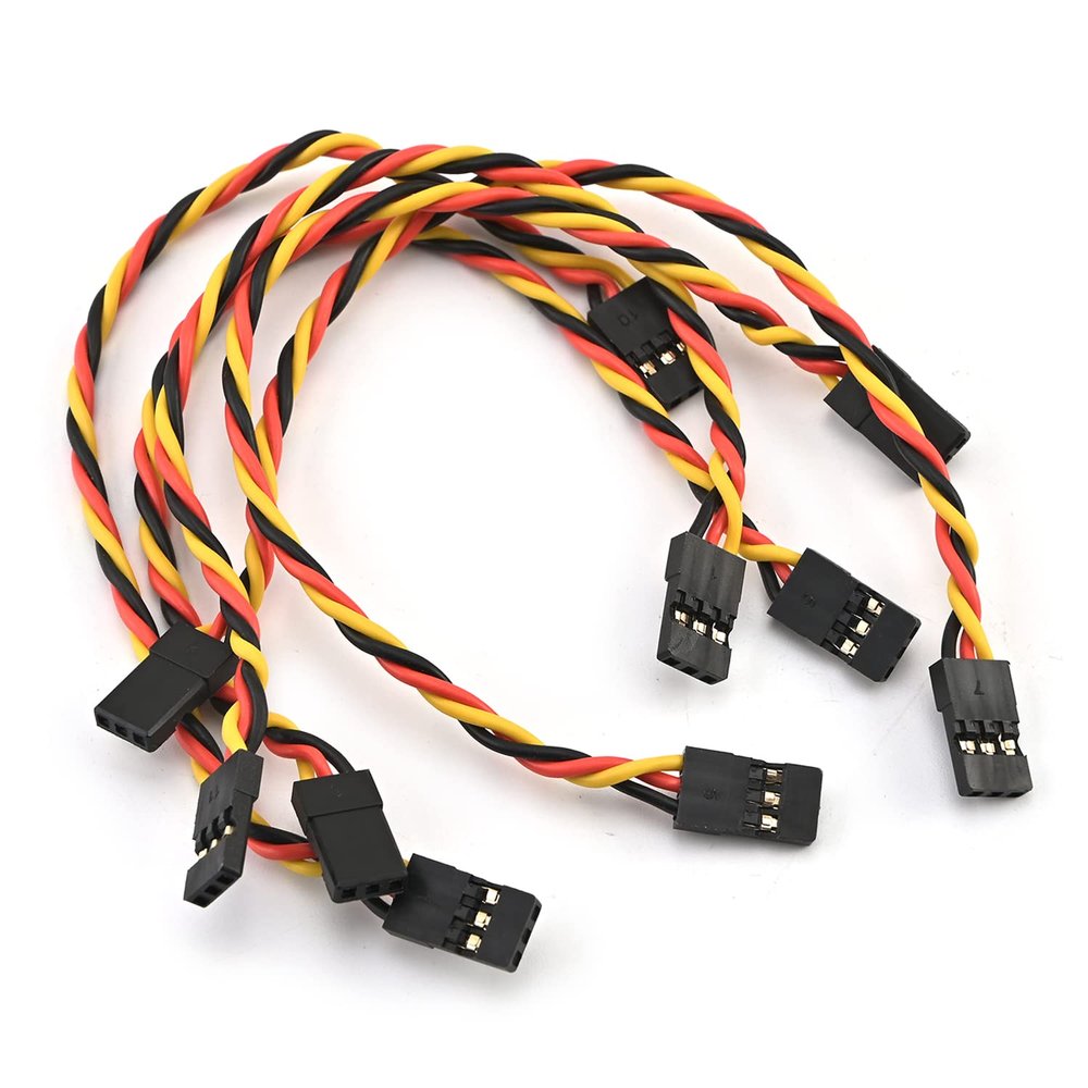 Fielect 6"/150mm 3-pin Servo Extension Cable Wire Male to Male 60-Cores Wire for RC Futaba JR Servo Anti-Interference 5Pcs