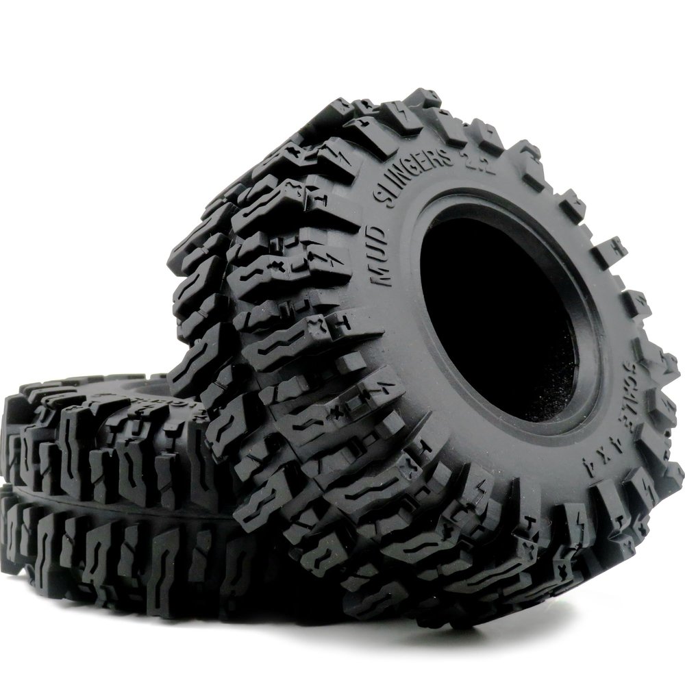 HOBBYSOUL 2pcs RC 2.2 Mud Slingers Tires Soft Sticky Crawler Tyres Tall 124mm / 4.88inch for 1/10 Axial SCX10 Wraith Yeti/Traxxas TRX4 AMG 6x6 / redcat Everest 10 Upgrades