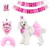 ADOGGYGO Dog Birthday Hat Bandana Girl - Pet Birthday Party Supplies - Pink Dog Tutu Hat Scarf Banner Set for Medium Large Dogs (Large) view 1