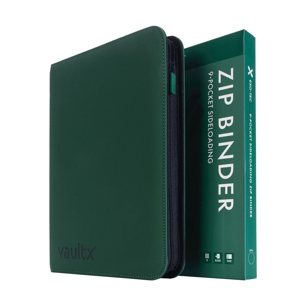 Vault X 9 Pocket Trading Card Zip Binder, 360 Cards, Premium Exo-Tec Album Material, 20 Side-Loading Pages, Folder for Collectible Games, Sports, TCG (Green)