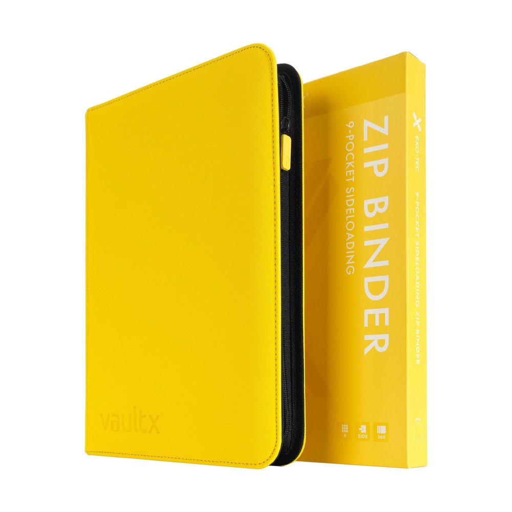 Vault X 9 Pocket Trading Card Zip Binder, 360 Cards, Premium Exo-Tec Album Material, 20 Side-Loading Pages, Folder for Collectible Games, Sports, TCG (Yellow)