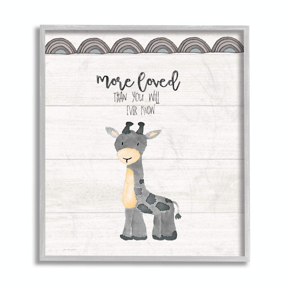 Stupell Industries More Loved Giraffe Cartoon Family Design Black Framed Wall Art, 16 x 20, Multi-Color (fwp-342_GFF_11x14)