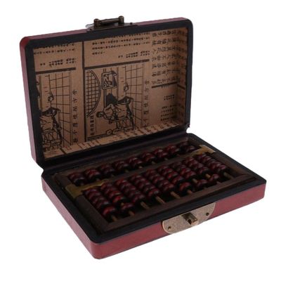Menolana Vintage Chinese Wooden Bead Arithmetic Abacus with Box Calculator Counting