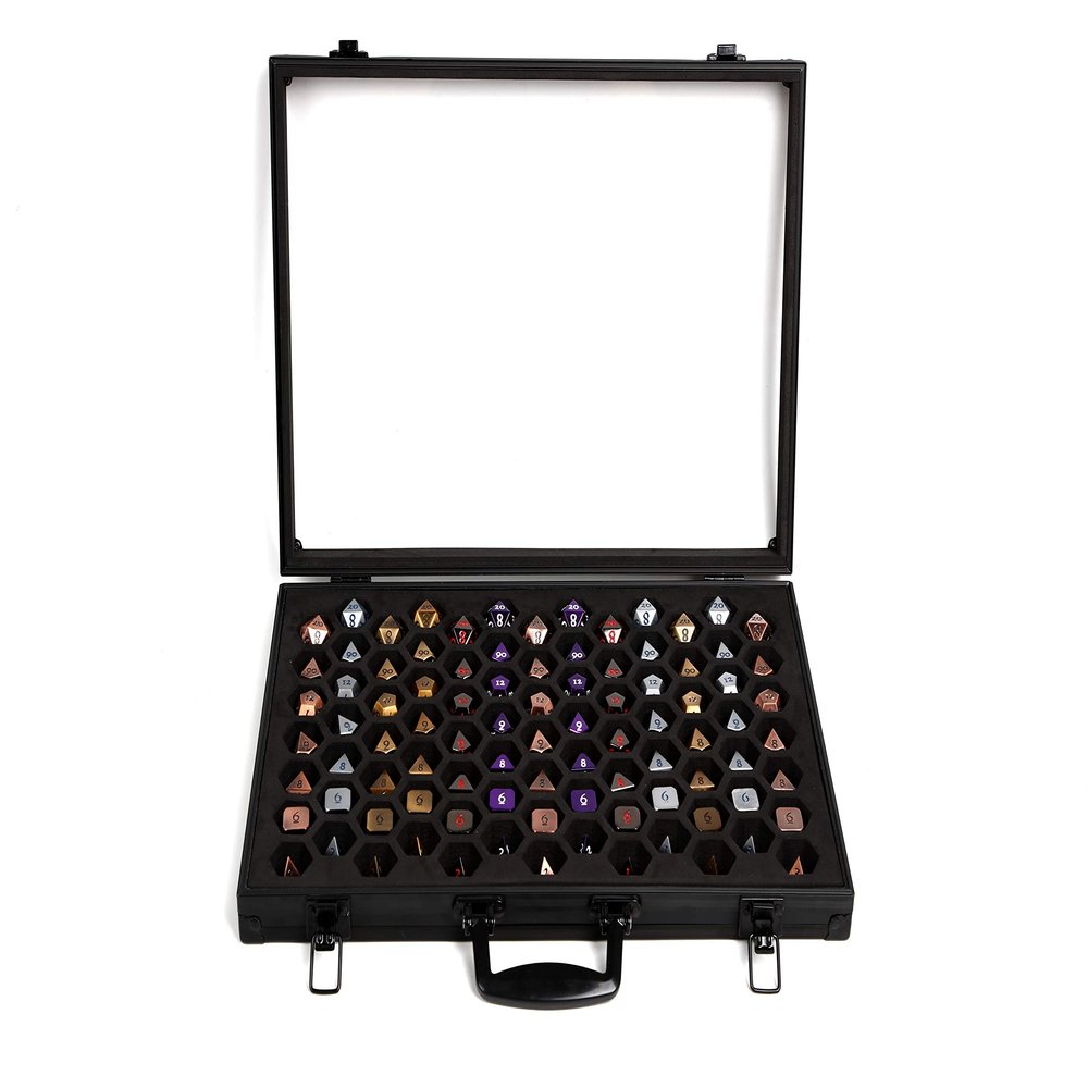 KakapopoTCG Dice Palace (Single-sided Display with Black Casing) - 2in1 Dice Display & Storage Case Storing Dice Sets & Collections DND Dice Metal Stone Resin Dice Bag Box Metal Case TTRPG