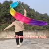 Winged Sirenny Youth Silk Ribbon Dancer Wand, Church Worship & Praise Adoration Dance Flag Banner, Juggling Play Silk Streamer with Rods (71" Turquoise-Yellow-Pink-Purple) view 3
