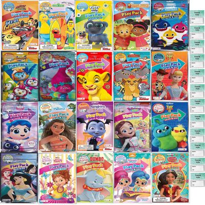 Bendon Publishing 12 Count Play Pack Grab and Go Assorted Set For Toddlers Boys and Girls (12 Different Packs Guaranteed) and 12"Thank You" Cards, Great for Party Favors and Supplies