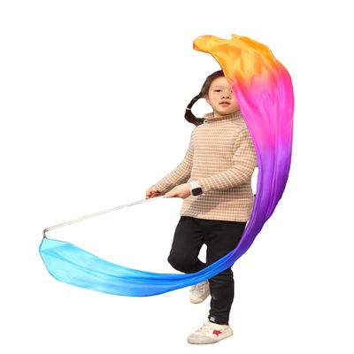 Winged Sirenny Youth Silk Ribbon Dancer Wand, Church Worship & Praise Adoration Dance Flag Banner, Juggling Play Silk Streamer with Rods (71" Iridescence)