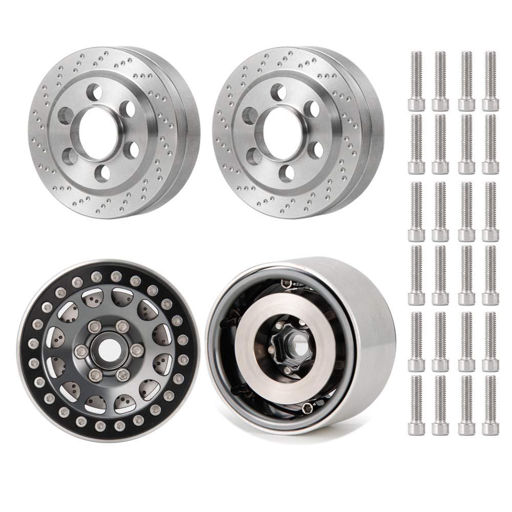 RCLions 4pcs Stainless Steel RC Car 1.9" Beadlock Wheel Weight Block 56g Counterweight Upgrade Parts for 1/10th SCX10 TRX4 Redcat Gen8 Gen7