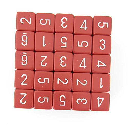 Red Opaque Dice with White Numbers D6 Aprox 16mm (5/8in) Pack of 50 Wondertrail