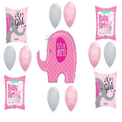13 new BALLOONS balloon Little Peanut set BABY shower GIRL ELEPHANT IT'S A girl GENDER reveal PARTY favors GIFT decorations WELCOME BIRTH announcement PINK gray DOTS s