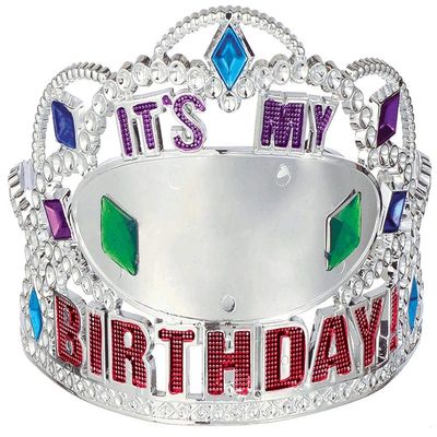 Multicolor Here's to Your Birthday Add Any Age Tiara w/ 28 Stickers - 3.5" x 5" (1 Pc) Elegant & Stylish Design - Customizable & One Size Fits All Crown - Perfect Birthday Party Accessory for All Ages
