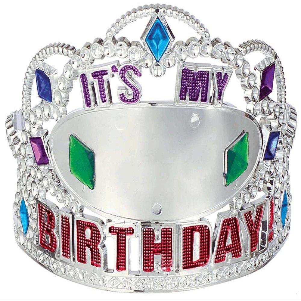 Multicolor Here's to Your Birthday Add Any Age Tiara w/ 28 Stickers - 3.5" x 5" (1 Pc) Elegant & Stylish Design - Customizable & One Size Fits All Crown - Perfect Birthday Party Accessory for All Ages