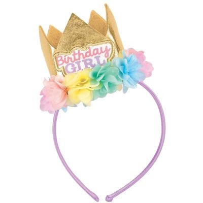 Floral Crown Birthday Headband - 8" x 4 1/2", 1 Pc