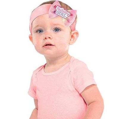Amscan 250961 "Birthday Girl" Pink Bow Child's Headband, 1ct