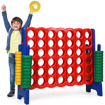 Costzon Giant 4-in-A-Row, Jumbo 4-to-Score Giant Game Set for Kids & Adults, Indoor Outdoor Yard Connect Game, 3.5FT Tall with 42 Jumbo Rings & Quick-Release Slider, Perfect for Family & Party Games