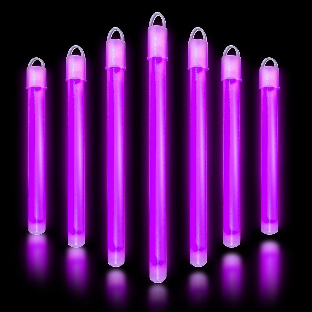 Glow Fever Glow in The Dark Sticks - 100 ct 6" Glow Sticks Bulk Party Pack with End Caps & Lanyards - Glow Party Favors for Concert, Festival, & Wedding Neon Light Sticks by Party Dragon, Purple