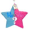 Star Shaped Party Pinata for Gender Reveal He or She? Boy or Girl Pink & Blue Color view 1