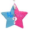 Star Shaped Party Pinata for Gender Reveal He or She? Boy or Girl Pink & Blue Color view 2