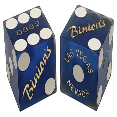 Wide Selection of Authentic Las Vegas Casino Table-Played Craps Dice Pairs, Mixed Serial Numbers (Binion's (Blue Frosted))
