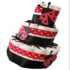 3 Tier Diaper Cake - Lady Bug Red and Black Theme Baby Shower view 1