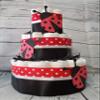 3 Tier Diaper Cake - Lady Bug Red and Black Theme Baby Shower view 2