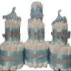 Carousel Merry Go Round Diaper Cake 3 Piece Set - 3 Tier - Baby Shower Gift - Circus Theme - Silver (Blue, Pink, Neutral Options) view 1
