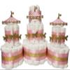 Carousel Merry Go Round Diaper Cake 3 Piece Set - 3 Tier - Baby Shower Gift - Circus Theme - Gold (Blue, Pink, Neutral Options) view 1