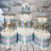 Carousel Merry Go Round Diaper Cake 3 Piece Set - 3 Tier - Baby Shower Gift - Circus Theme - Gold (Blue, Pink, Neutral Options) view 3