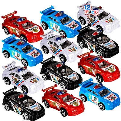 ArtCreativity Pullback Mini Police Toy Cars for Kids, Set of 12, Pull Back Racers in Assorted Colors, Police Birthday Party Favors for Boys Girls, Goodie Bag Fillers, Small Game Prizes