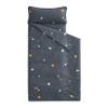 Wake In Cloud - Toddler Nap Mat with Pillow and Blanket, 100% Cotton Fabric, for Kids Boys Ages 3 Plus in Daycare Kindergarten Preschool, Roll Up Sleeping Bag, Galaxy Spaces, Gray, Standard view 1