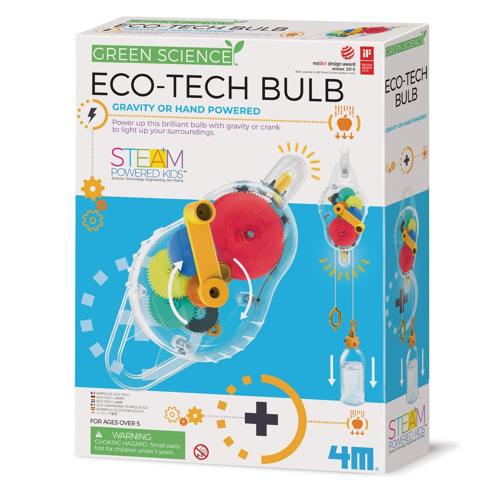 4M Eco-Tech Bulb, Gravity or Hand Powered, Green Science Kit, STEAM Powered Kids
