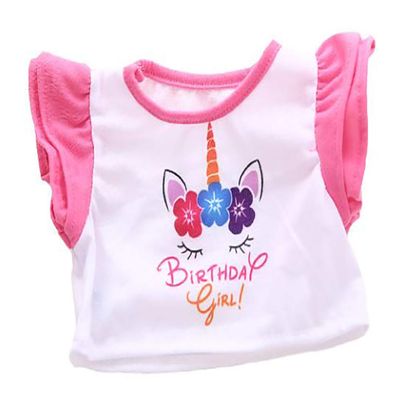 Adorable Unicorn Birthday Girl Tee Fits Most 14 to 18 inch Teddy Bears and Make Your Own Stuffed Animals