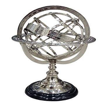 Nautical Engraved Brass Tabletop Armillary Sphere Globe With Base Rustic Vintage Home Decor Gifts