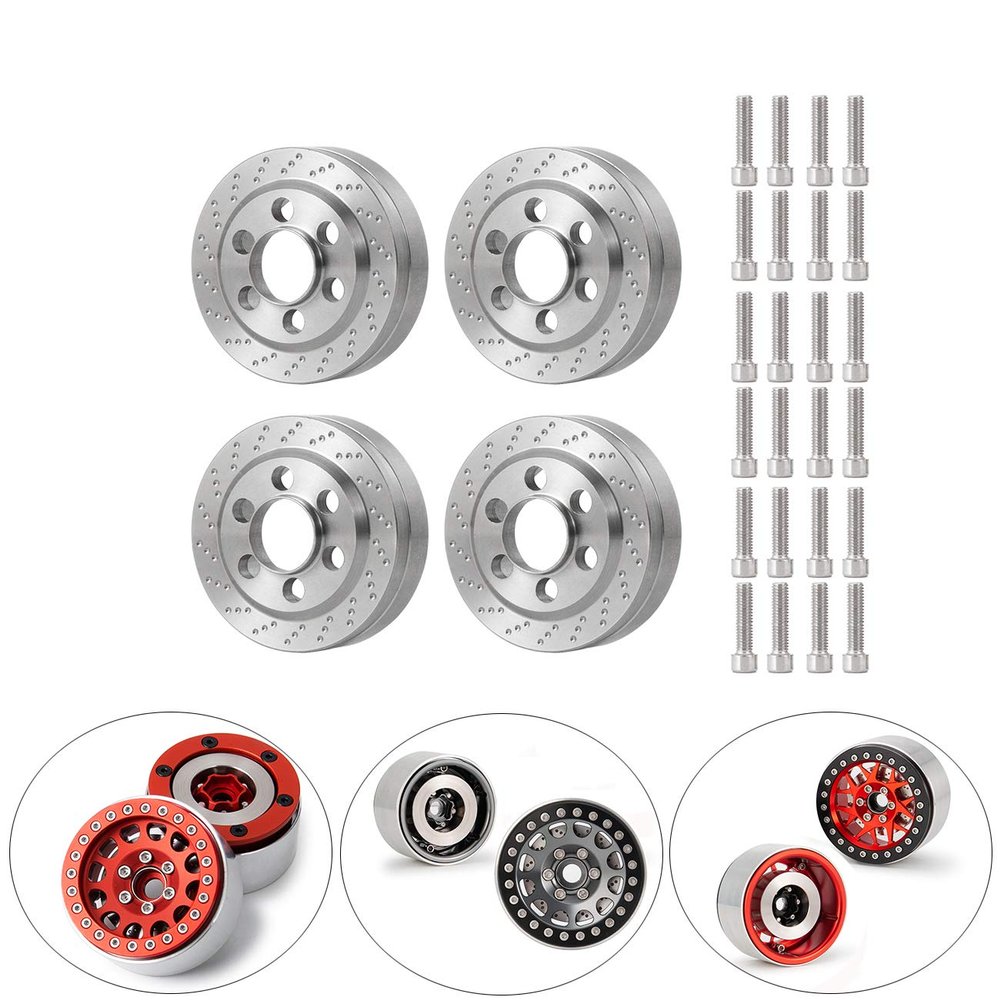 QUE-T 4pcs Heavy Duty Wheel Weights for 1/10 RC 1.9" Beadlock Rims Crawler