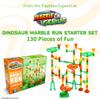 Marble Genius Marble Run Starter Set STEM Toy for Kids Ages 4-12 - 130 Complete Pieces (80 Translucent Marbulous Pieces and 50 Glass Marbles), Construction Building Block Toys, Theme (Dinosaur) view 2