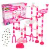 Marble Genius Marble Run Starter Set STEM Toy for Kids Ages 4-12 - 130 Complete Pieces (80 Translucent Marbulous Pieces and 50 Glass Marbles), Construction Building Block Toys, Pink, view 1