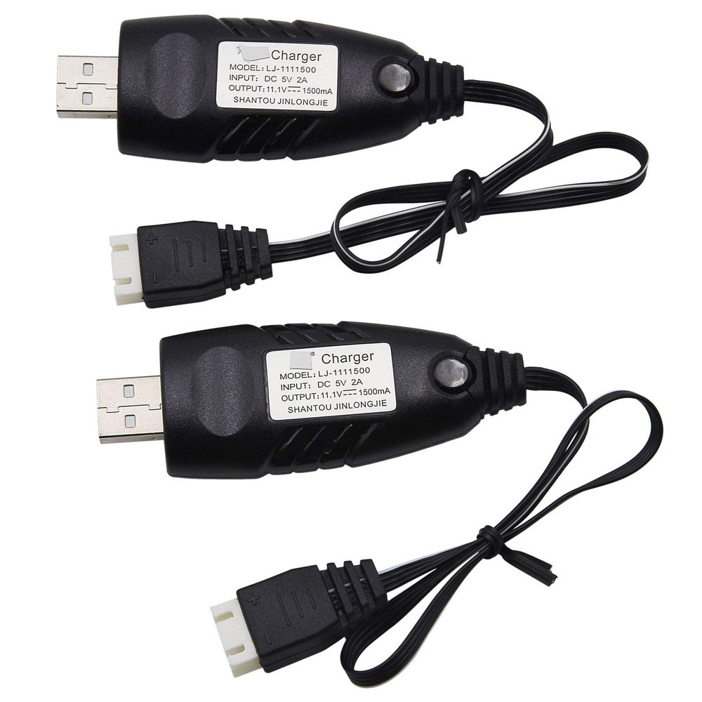 Blomiky 2 Pack 3S 1.5A Lithium Charger Cable Suitable for RC Car Boat Airplane Drone Airsoft 3 Cell Lipo Battery / 11.1V USB New 2
