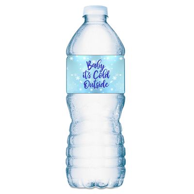 25 Baby Its Cold Outside Baby Water Bottle Labels; Baby Shower Set of 25 Waterproof Water Bottle Stickers Wrappers, Decorations; Its a Boy Blue. Made in USA