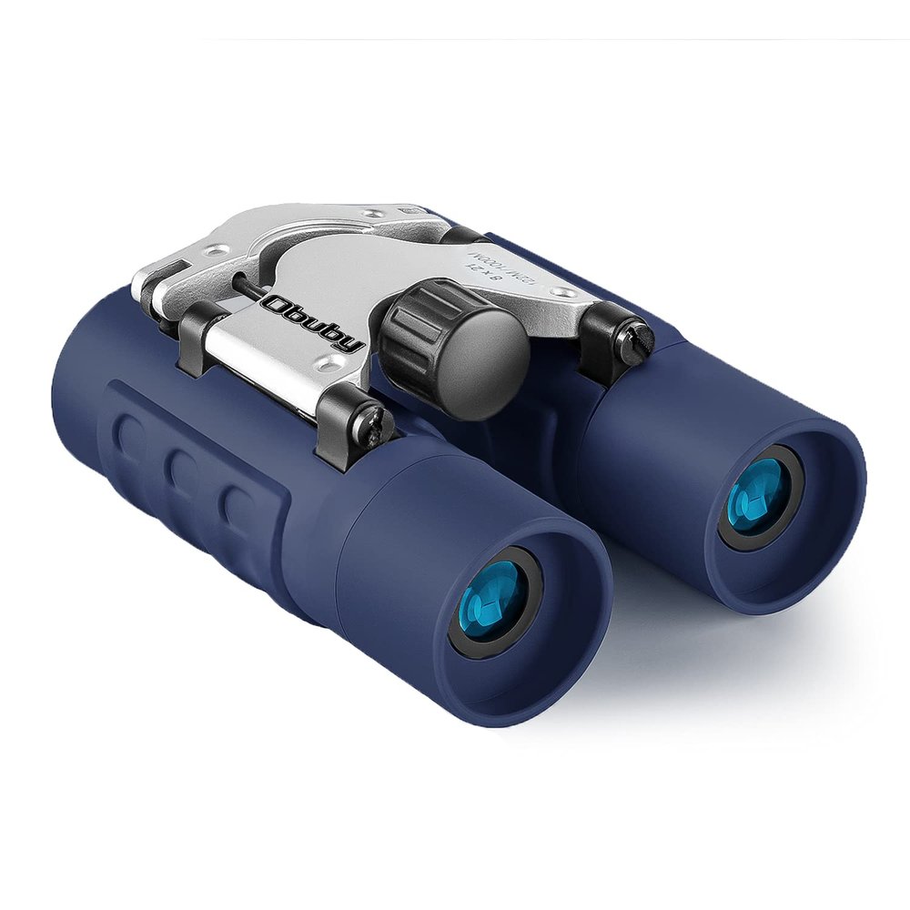 OBUBY Real Binoculars for Kids Gifts for 3-12 Years Boys Girls 8x21 High-Resolution Optics Mini Compact Binocular Toys Shockproof Folding Small Telescope for Bird Watching,Travel, Camping, Navy Blue