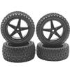 4Pack ShareGoo 12mm Hex Wheel 5 Spoke Rims High Grip Rubber Tires Front Rear Tyres with Sponge 88mm/3.46" for 1/10 RC Off-Road Buggy view 1