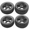 4Pack ShareGoo 12mm Hex Wheel 5 Spoke Rims High Grip Rubber Tires Front Rear Tyres with Sponge 88mm/3.46" for 1/10 RC Off-Road Buggy view 3
