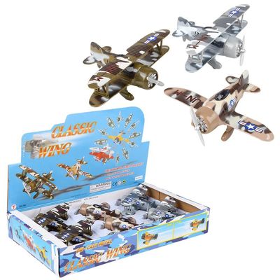 Rhode Island Novelty 6.5" Die-Cast Pull Back Camo Planes, 6 Pieces per Order, Assorted Color Styles
