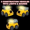 ArtCreativity 3.5 Inch Pull Back Construction Vehicle Set with Lights & Sound, Set of 3, Includes Mini Dump Truck, Tow Truck, and Concrete Mixer, Best Gift for Kids, Party Favors for Boys Girls view 2