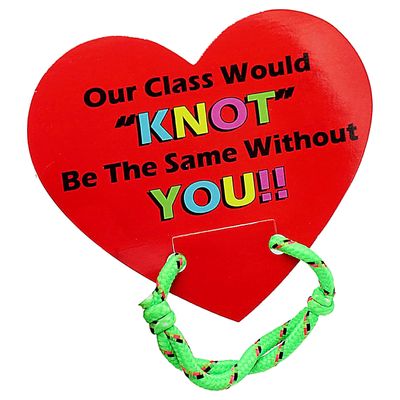 4E's Novelty Valentines Bracelets with Cards (48 Pack ) Our Class Will Knot Be The Same Without You - Bulk School Valentines Day Gifts for Kids from Teacher Party Favors Classroom Exchange