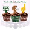48Pcs Football Cupcake Toppers and Wrappers Set Football Theme Birthday Rugby Ball Sports Game Day Sunday Party Decoration Supplies for Boys Birthday Party view 3